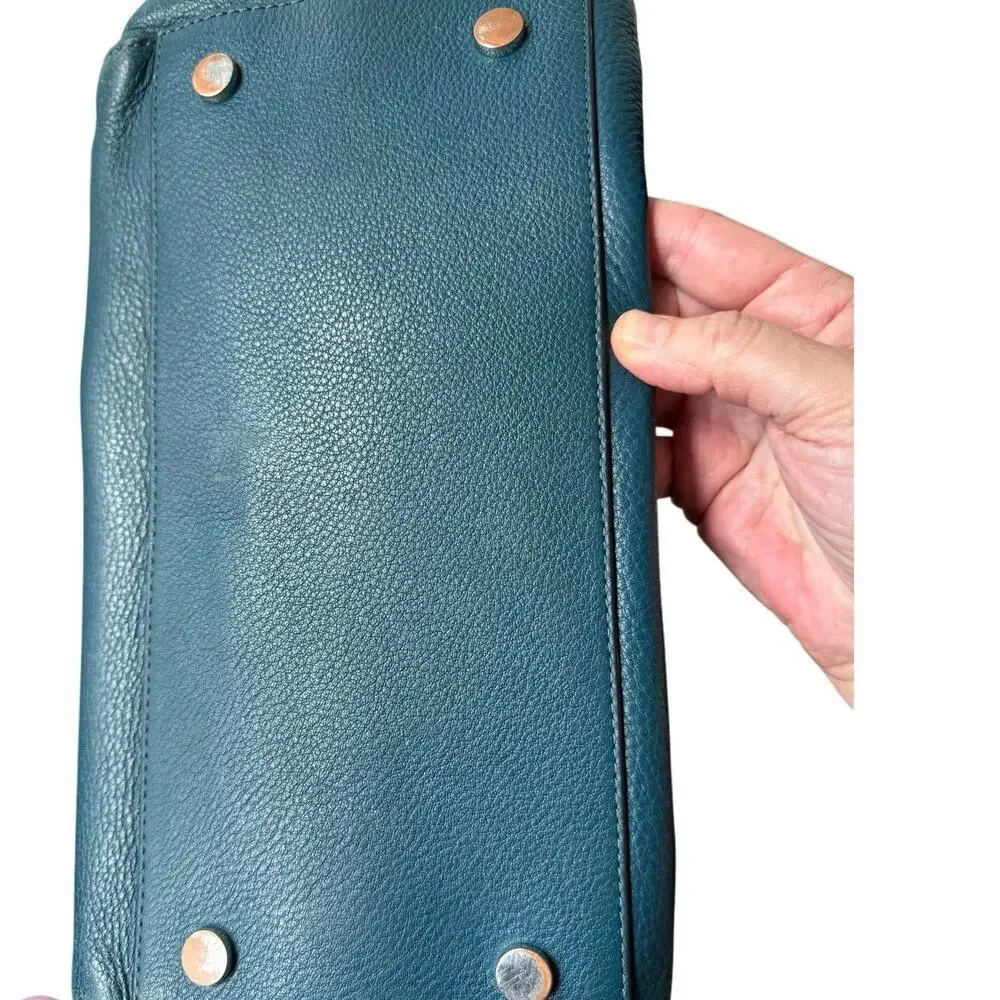 Michael Kors Whitney Large LeatherTeal Zippered Tote GUC